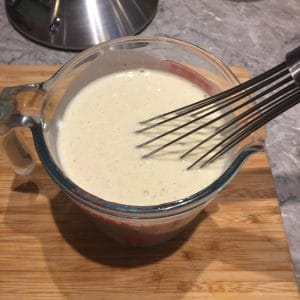 Batter in a jug, ready to pour
