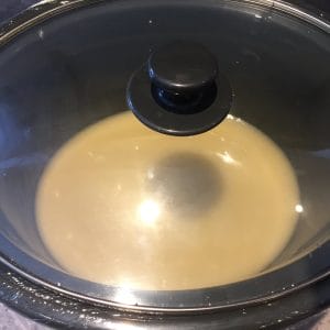 Lye added and stick-blended to emulsification
