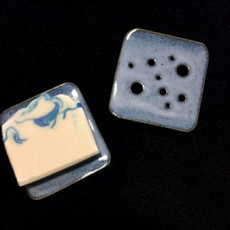 Denim Blue Square Ceramic Soap Dish