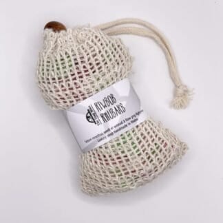 Sisal bag filled with Rhubarb soap