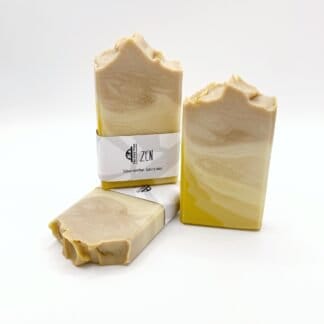 Three bars of yellow and beige handmade soap