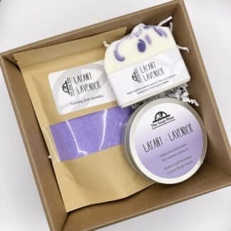 Lavender gift collection with one soap, foaming sprinkles and body cream
