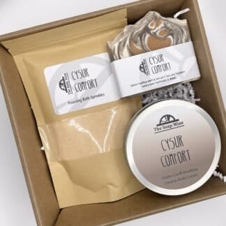 Comfort Gift Collection with one soap, a pack of bath sprinkles and luxury body cream