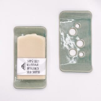 Rectangular Soap Dish with circle cutouts - aqua