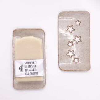 White rectangular soapdish with starry cutouts