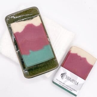 Two bars of Strawbella handmade soap