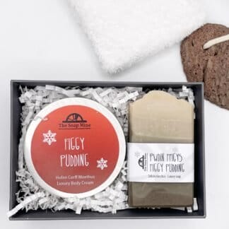 Figgy Pudding Gift Set - One bar of soap and one tin of luxury skin cream.